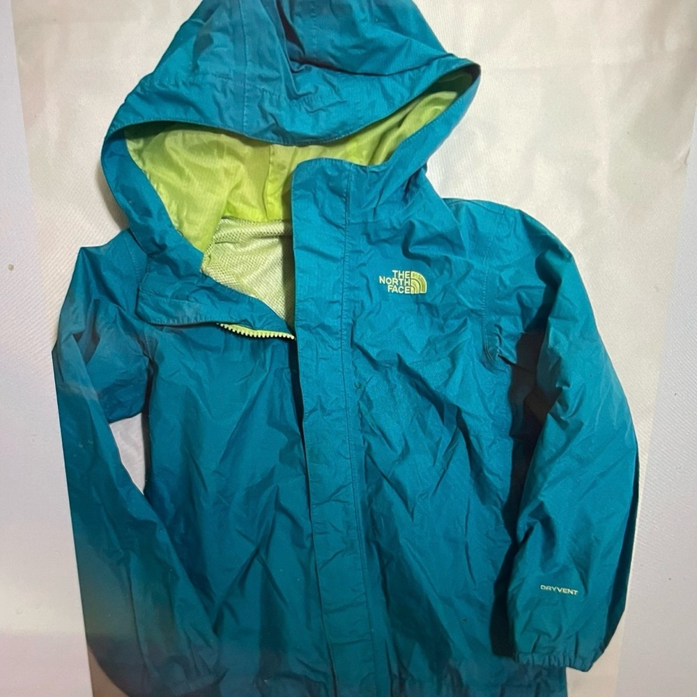 The North Face Kids Teal windbreaker with Lime Lining